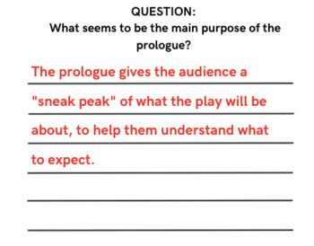 Romeo And Juliet Prologue Close Reading Activity Worksheet WITH ANSWER