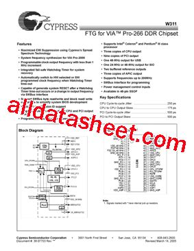 W311 05 Datasheet PDF Cypress Semiconductor