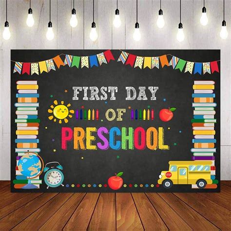 Mocsicka First Day of Preschool Backdrop Back to School Photo Banners ...