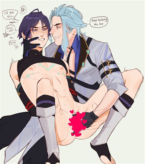 Rule 34 Bite Mark Blue Hair Bondage Censored Dottore Genshin Impact Eyeliner Gay Genshin