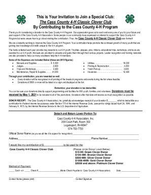 Fillable Online Extension Purdue The Cass County 4 H Classic Clover