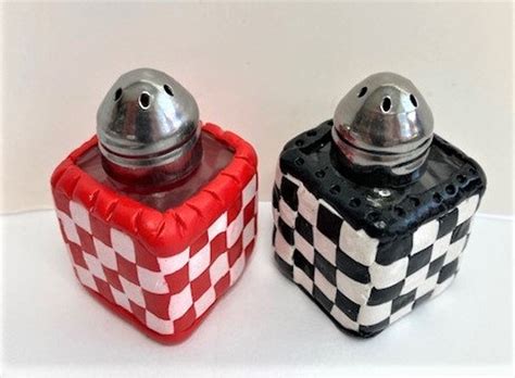 Mini Salt & Pepper Shakers Mix and Match Checkerboard Design Create Your Own Intimate Dinner ...