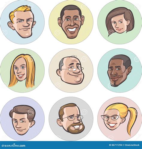 Collection of Diverse Cartoon Vector People Faces Stock Vector ...