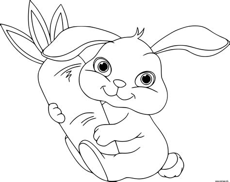 Coloriage Lapin De Paques Avec Carotte Dessin Lapin à imprimer