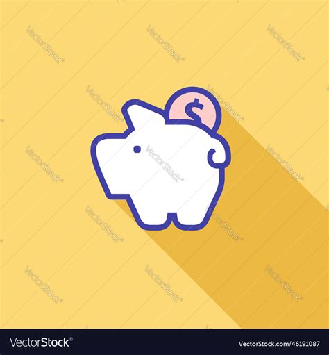 Piggy Bank Flat Icon With Sign Currency Symbol Vector Image