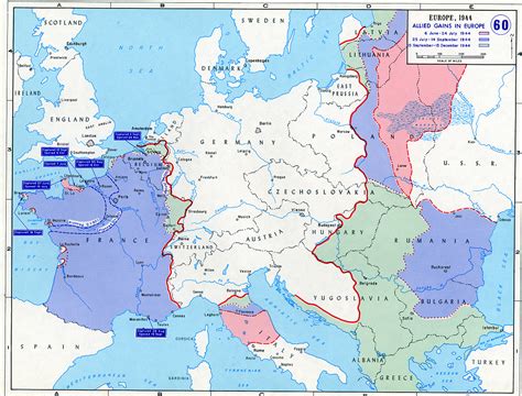 Map Of Allied Gains In Europe 1944