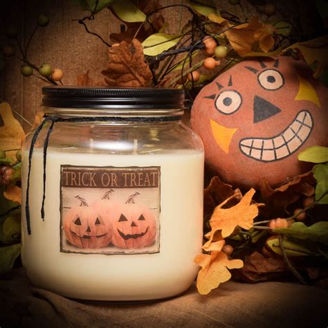 Trick or Treat Jar Candle-64 oz Jack O Lantern Label - Herbal Star Candles