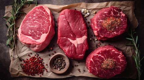 Premium Photo Variety Of Fresh Raw Beef Steaks