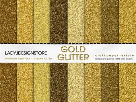 Gold Glitter Digital Papers 8 Glitter Textures Paper Pack Etsy