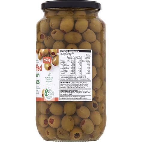 Woolworths Green Stuffed Olives 935g Woolworths