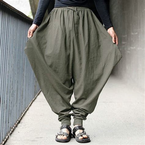 Men Retro Harlan Baggy Hakama Linen Pants Loose Japanese Samurai Trousers Cloth Ebay