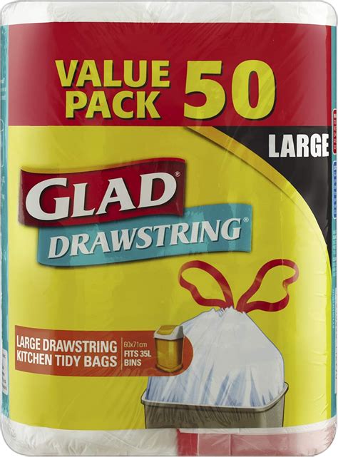 Glad Drawstring Bin Liners Super Strong Kitchen Tidy Bags Fits 35l