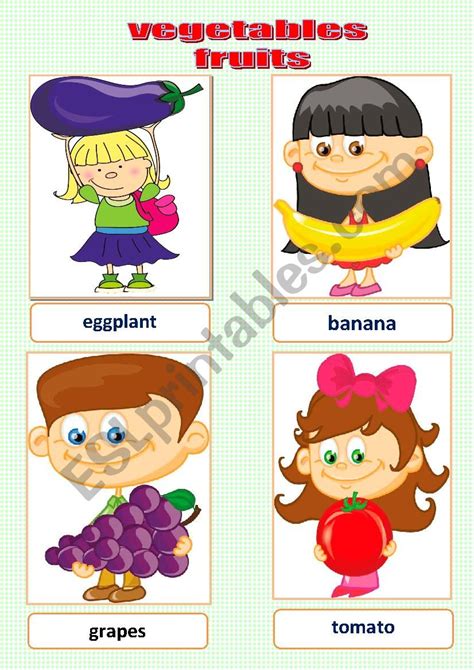 Fruits And Vegetables English Esl Worksheets For D