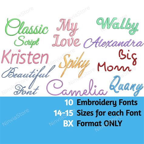 BX Embroidery Script Font Bundle BX Font For Embroidery Etsy