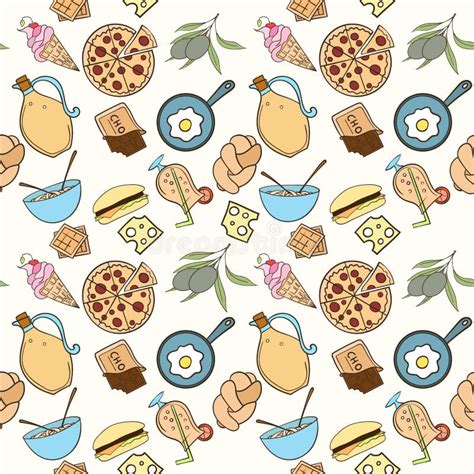 Seamless Food Pattern Stock Vector Illustration Of Pattern