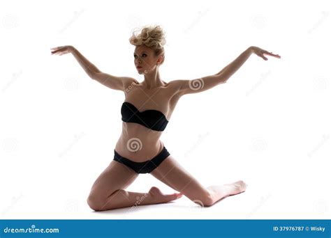 Attractive Slim Dancer Posing In Black Lingerie Stock Image Image Of Adult Model 37976787