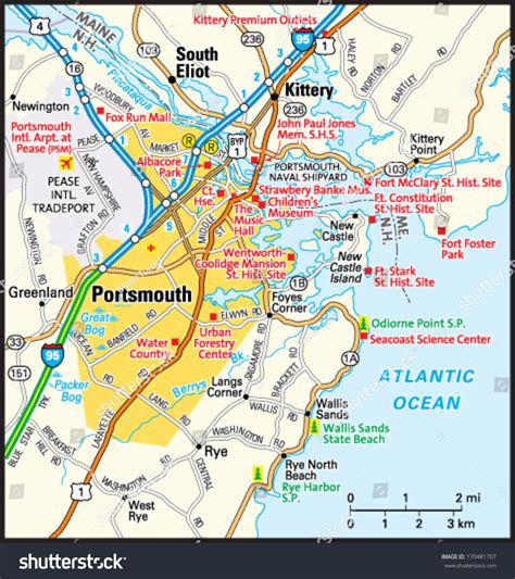 Portsmouth New Hampshire Area Map เวกเตอรสตอก ปลอดคาลขสทธ