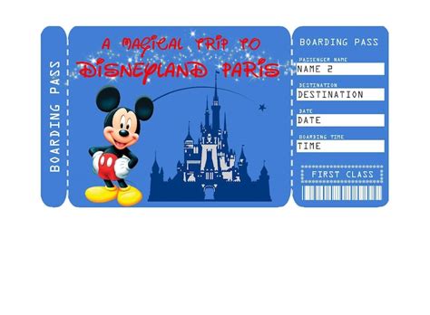 Printable Ticket To Disneyland Paris Boarding Pass Surprise Etsy UK