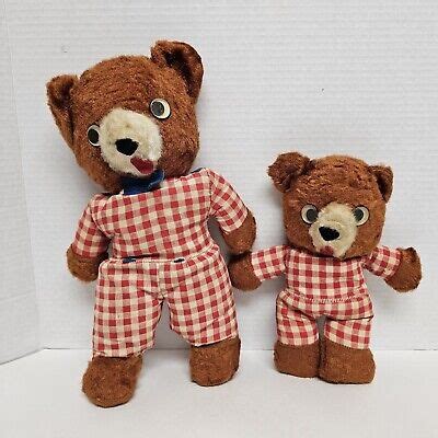 Vintage Red White Teddy Bear Worn But Cute Googly Eye Bears EBay