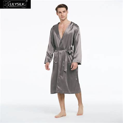 Lilysilk Robe Sleepwear Men Pure Silk Momme Luxury Natural Black