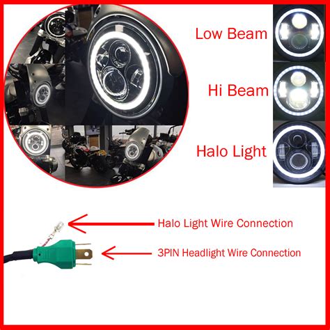 7 Inch LED Headlight With White Halo Ring SMA Motorcycle Accessories