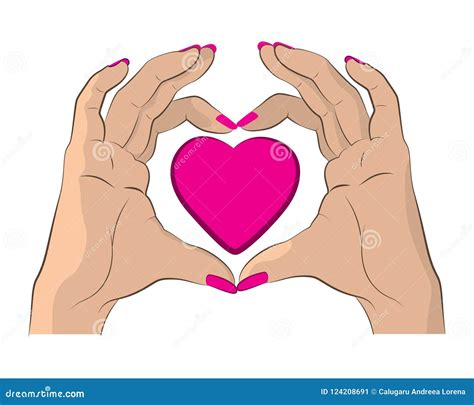 Hands Making Heart Pink Colorful Illustration Stock Vector