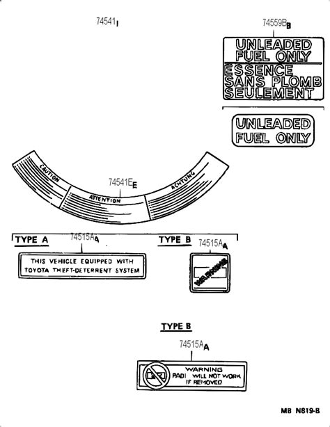 Fuel Information Label Autoparts Toyota
