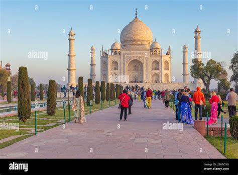 Taj Mahal At Sunrise Agra Uttar Pradesh India Stock Photo Alamy