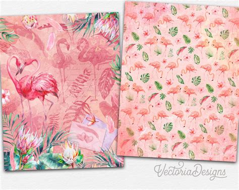 Flamingo Paper Pack Printable Paper Pack Exotic Paper Pack Flamingo