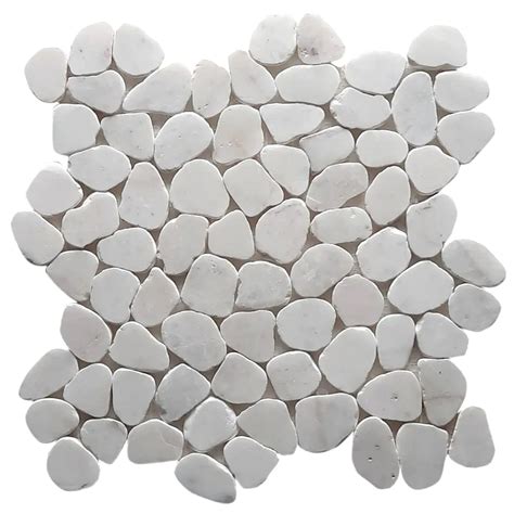 Buy Milky White Small Round Sliced Pebble Tile Pebble Tile Store