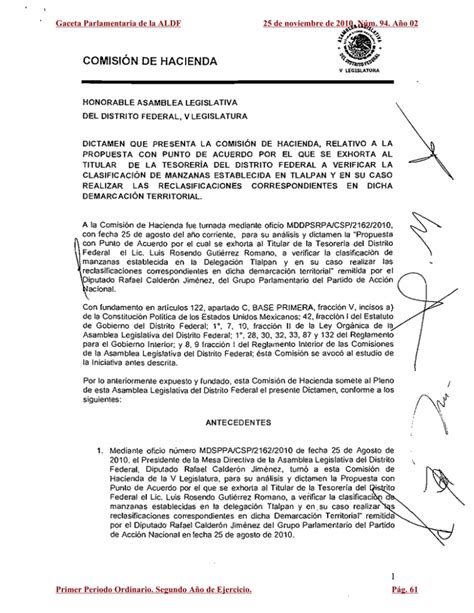 COMISiÓN DE HACIENDA Asamblea Legislativa del Distrito Federal