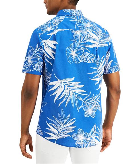 Club Room Mens Regular Fit Tropical Leaf Print Shirt Created For Macy