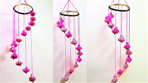 Paper Flower And Newspaper Roof Hanging Home Decoration Idea Jhumar