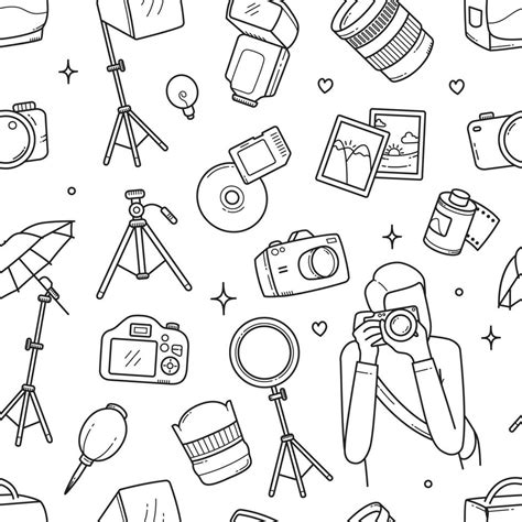 Photography doodle seamless pattern wallpaper background 19506939 ...