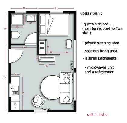 The Floor Plan For A Small Apartment With Two Beds And One Living Room