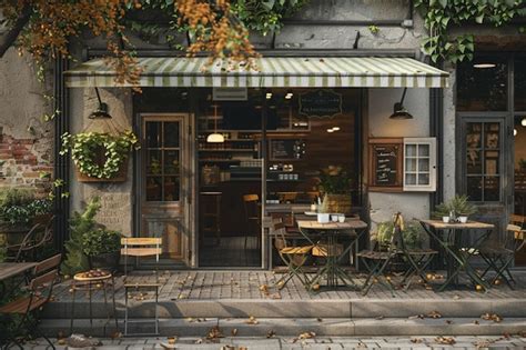 Premium Photo A Cozy Cafe With Outdoor Seating