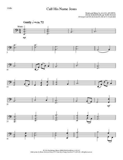 Call His Name Jesus Choral Anthem Satb Cello Sheet Music Pdf Word