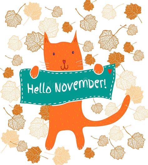 Hello November Banner Stock Vector Illustration Of Cartoon 77176673