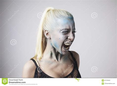 Beautiful Blonde Girl With Bodyart On Face Stock Photo Image Of Person Faceart 87378342