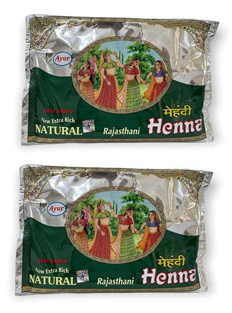 Ayur Herbal Rajasthani Henna Mehndi Powder Dark Brown Pack Of