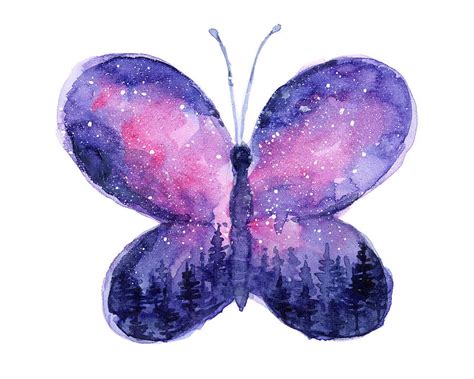 Galaxy Butterfly Pink Painting By Olga Shvartsur