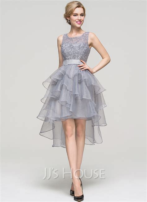 Forme Princesse Encolure carrée Asymétrique Organza Robe de cocktail