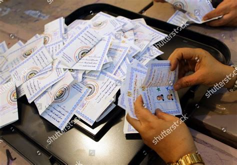 Egyptian Electoral Workers Count Ballots End Editorial Stock Photo