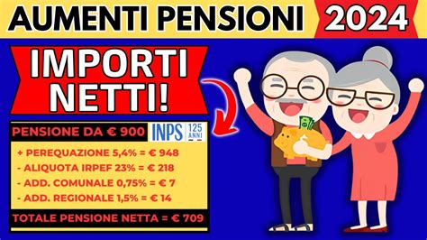 AUMENTI PENSIONI GENNAIO 2024ECCO GLI IMPORTI NETTI INPS YouTube