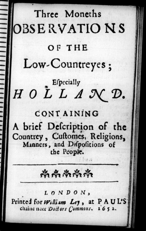 Three moneths observations of the Low-Countries; 1652 : Feltham