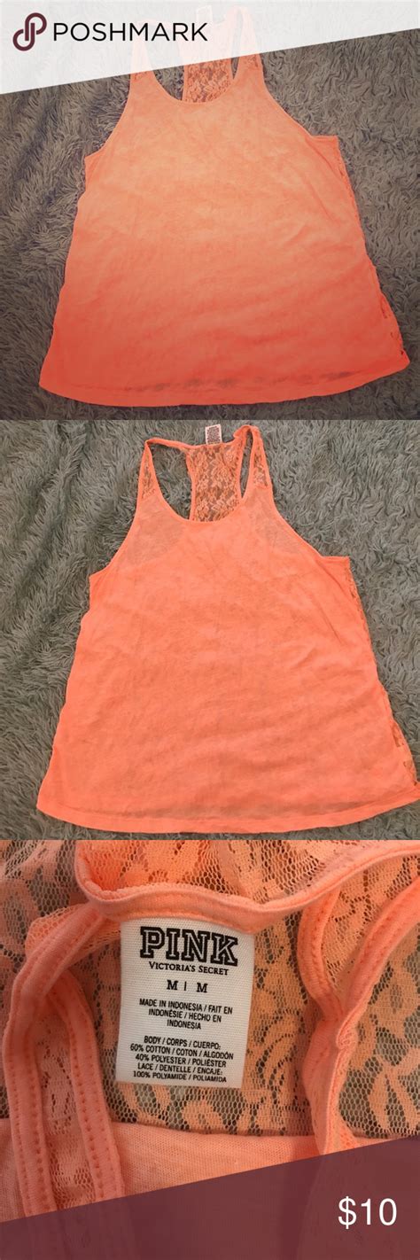 Victorias Secret Pink Lace Racerback Neon Tank Fashion Clothes Women