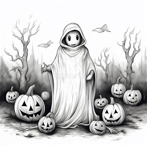 Cute Halloween Ghost Drawings Stock Illustration - Illustration of ...