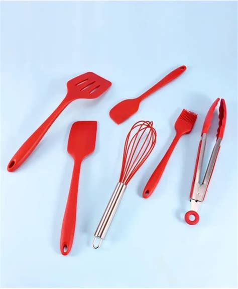 6pcs Silicone Baking Utensils Set Tongs Whisk Spatula Pastry Brush