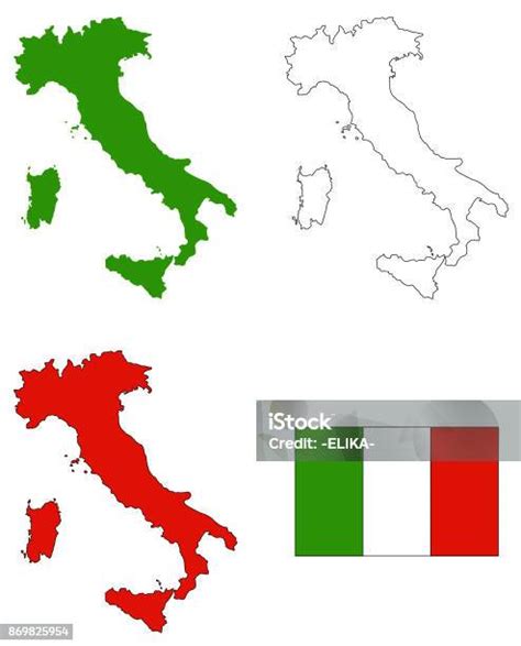 Kaart Van Italië En Vlag Stockvectorkunst En Meer Beelden Van