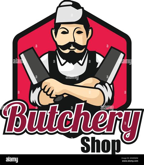 Butcher Logo Isolated On White Background Vector Illustration Stock